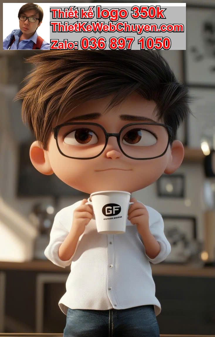 Chibi văn phòng uống cà phê