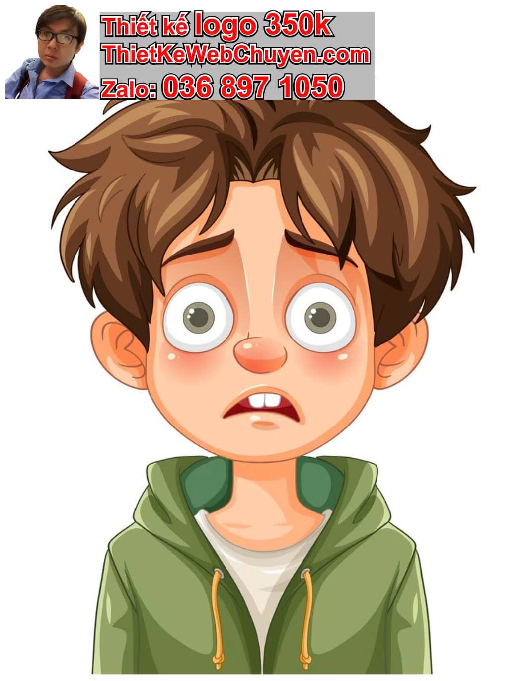Em bé chibi biểu cảm buồn nhẹ