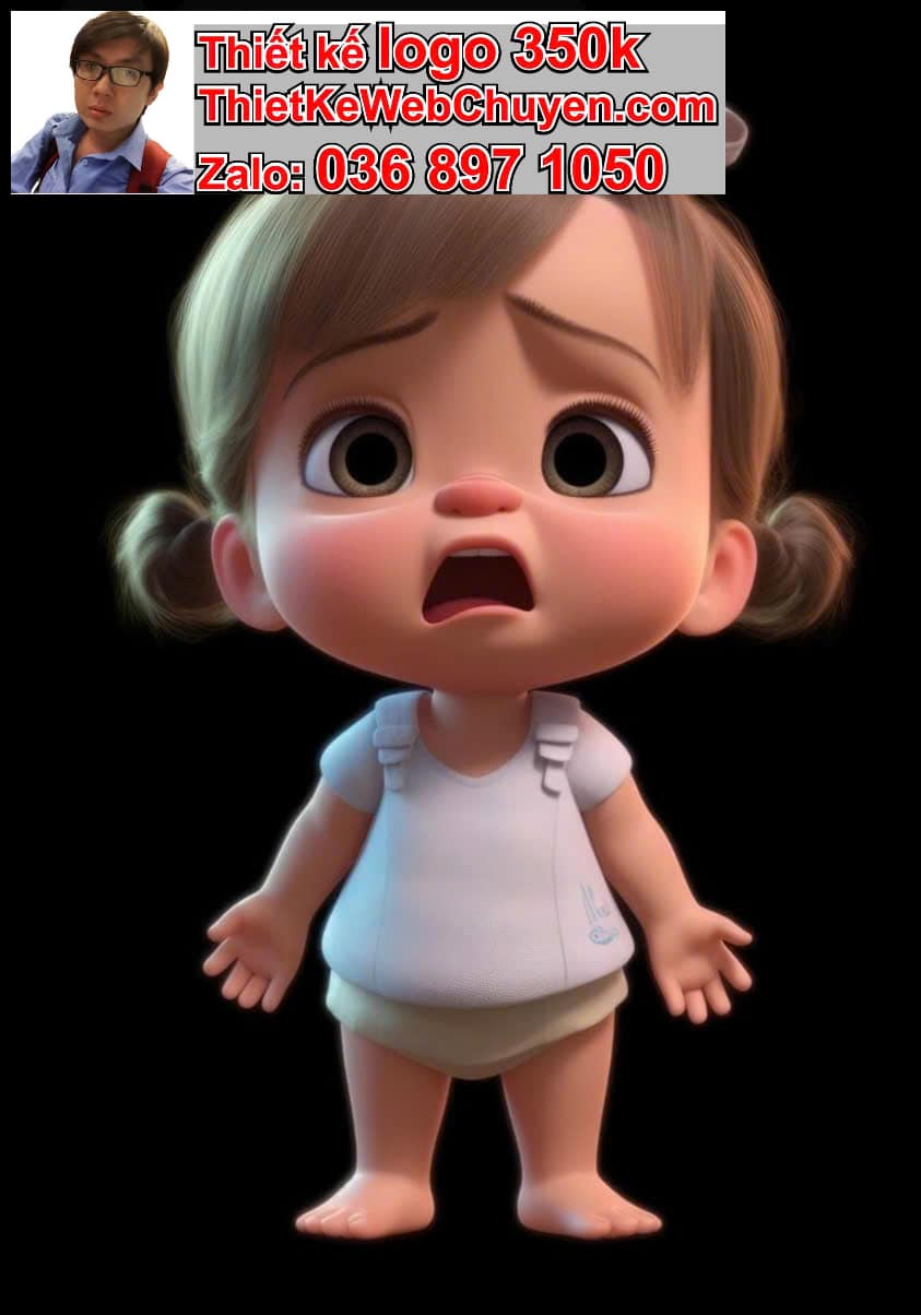 Em bé chibi biểu cảm buồn nhẹ