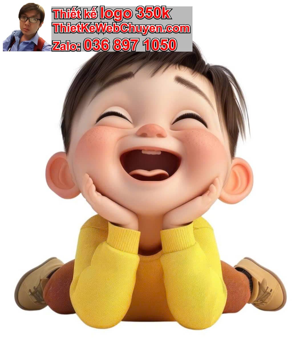 Em bé chibi cười tít mắt