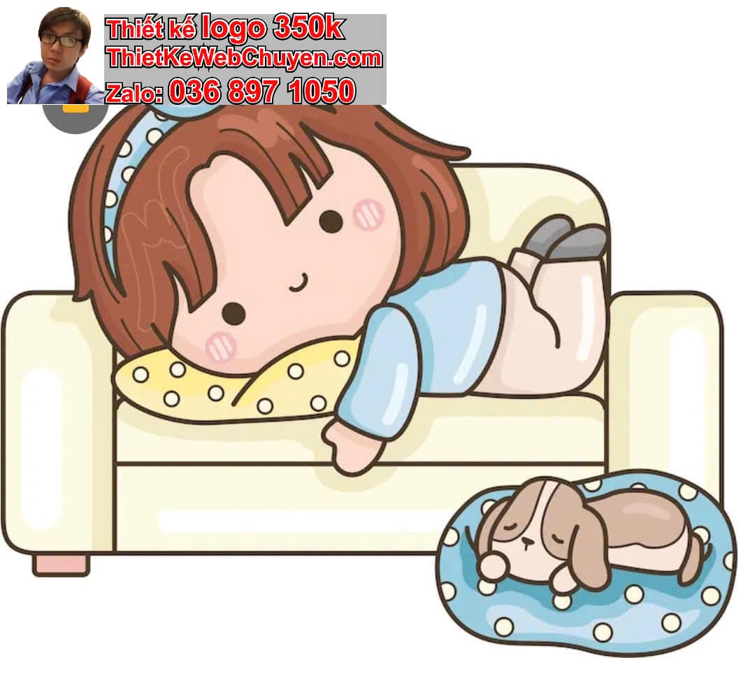Em bé chibi ngồi trên ghế sofa