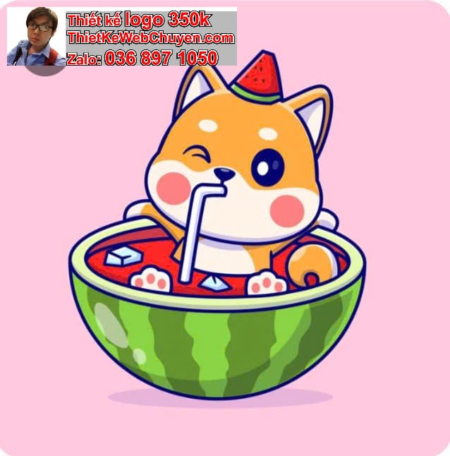 Mèo béo chibi ăn trái cây