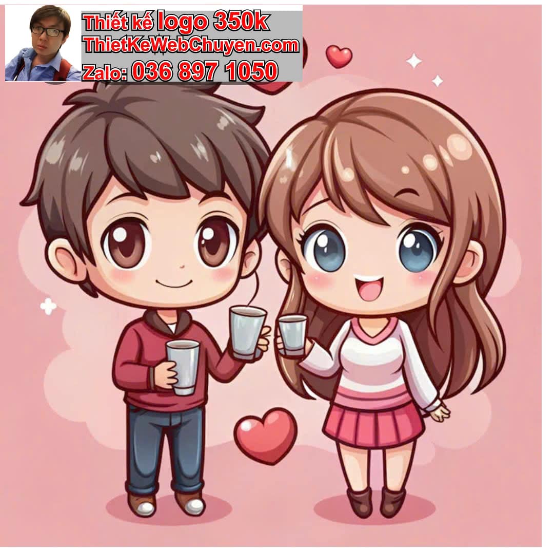 Thiết kế chibi cặp đôi nắm tay