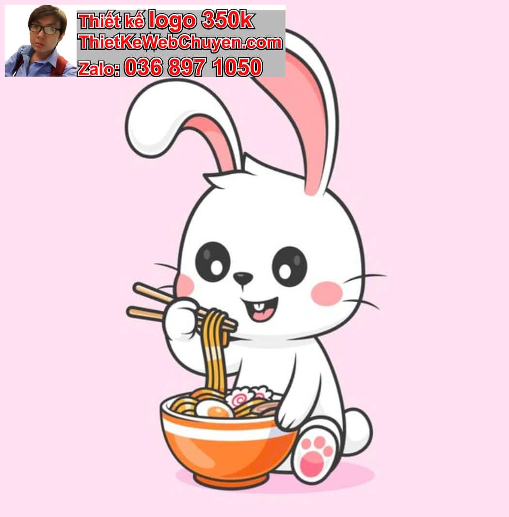 Thỏ chibi ăn bún