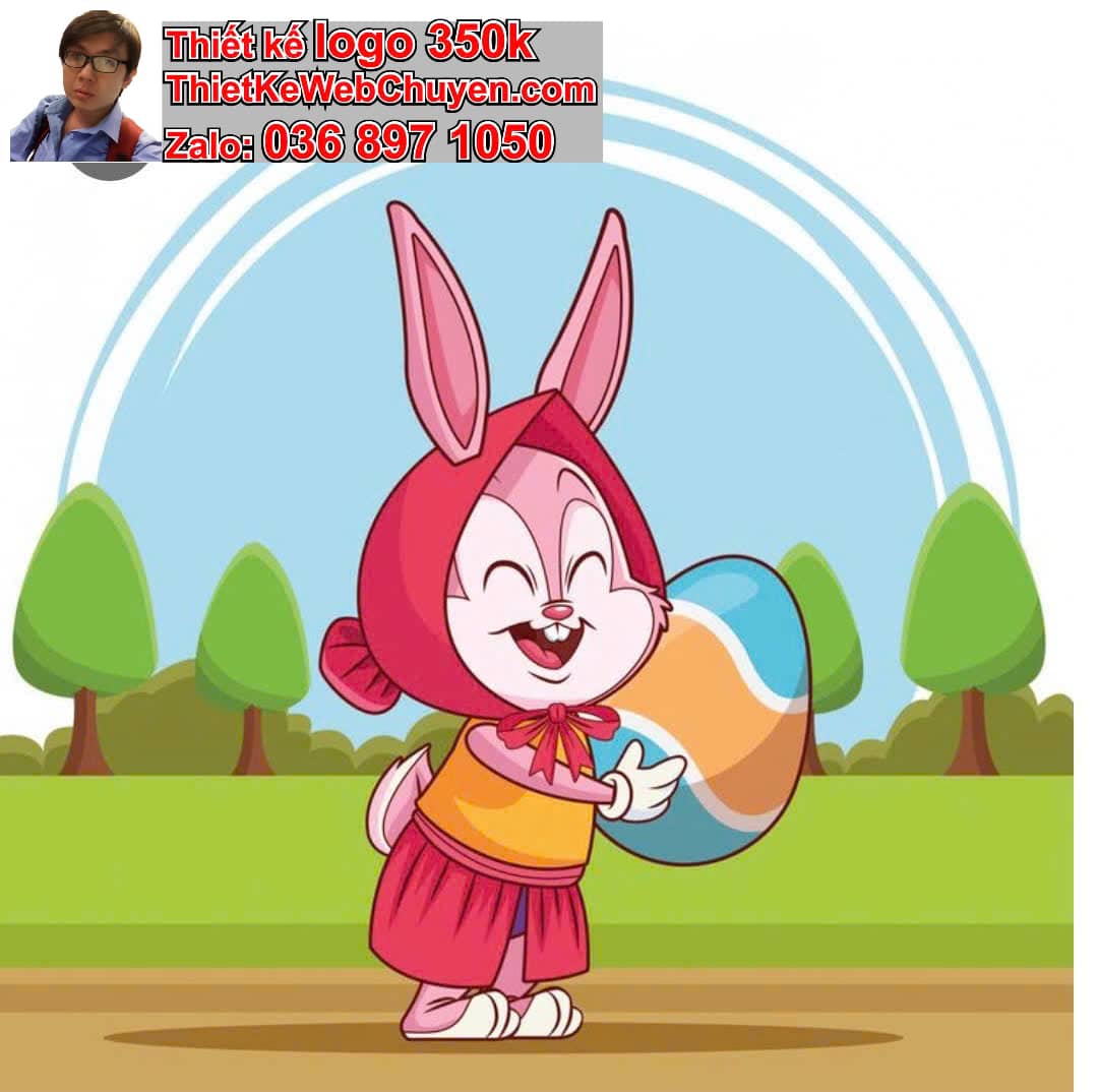 Thỏ chibi ăn uống ngoài trời