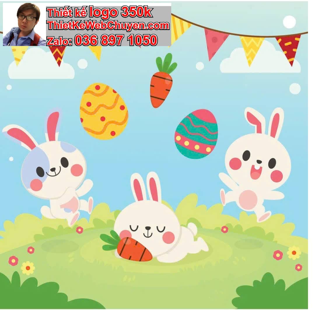 Thỏ chibi ăn uống trong công viên