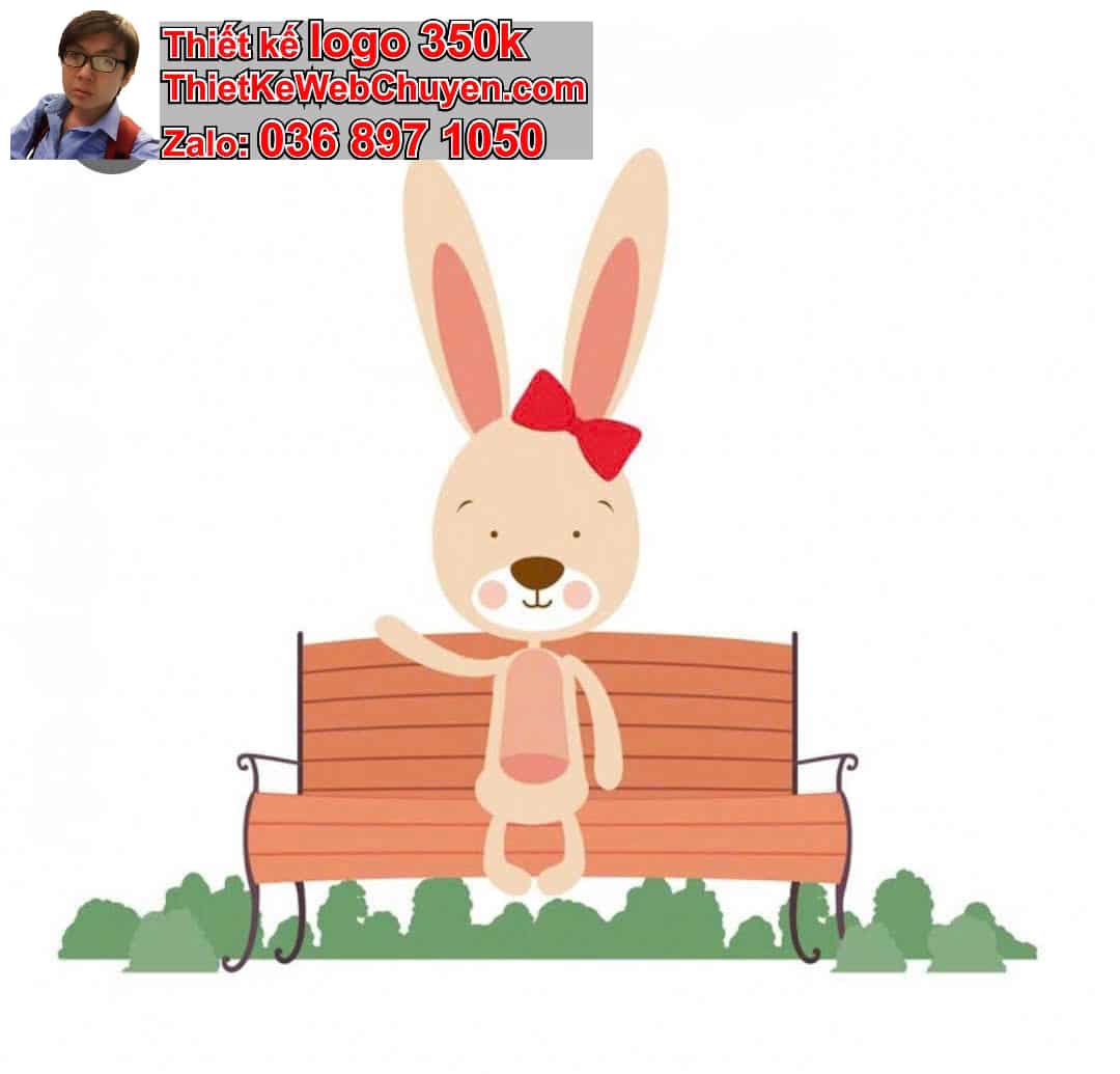 Thỏ chibi ngồi ghế đá công viên
