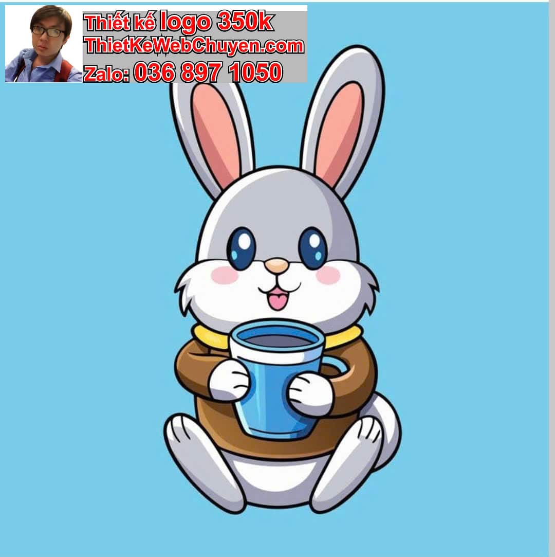 Thỏ chibi uống cacao