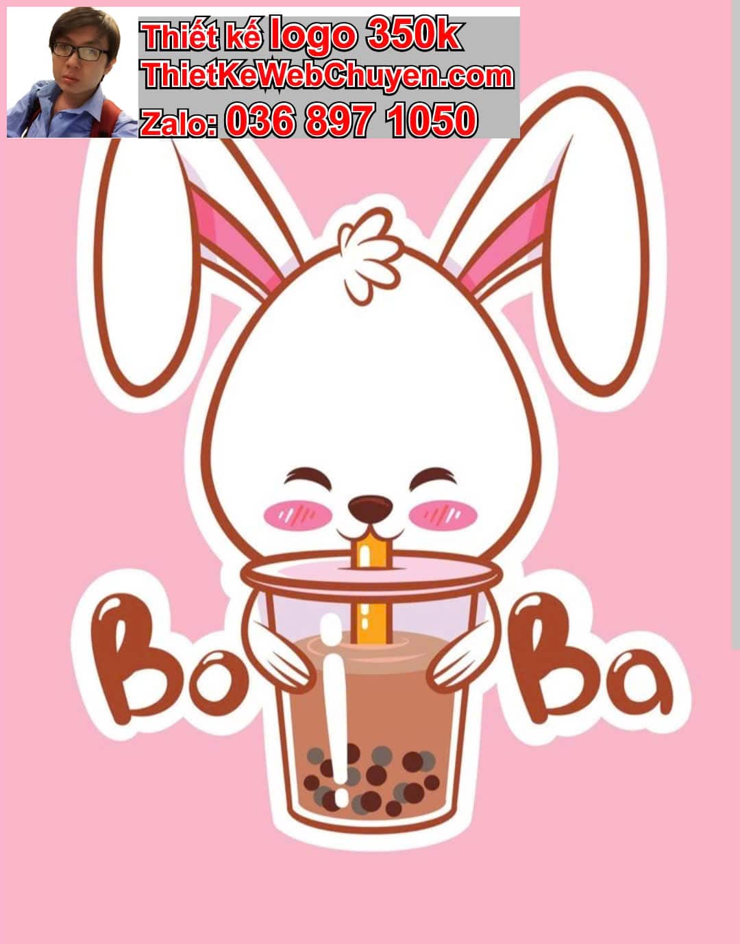 Thỏ chibi uống trà sữa