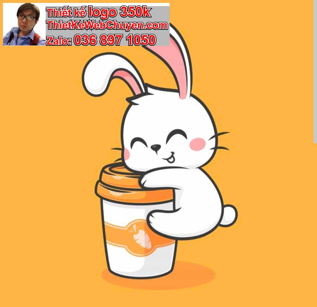 Thỏ chibi uống trà sữa