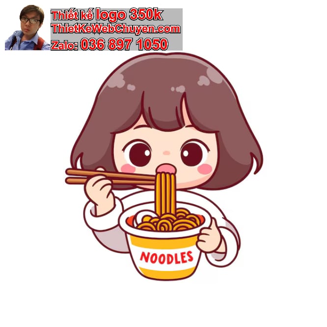 bé gái chibi ăn ramen