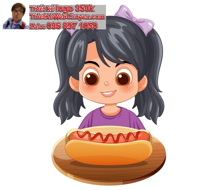 Bé Gái Chibi Ăn Xúc Xích