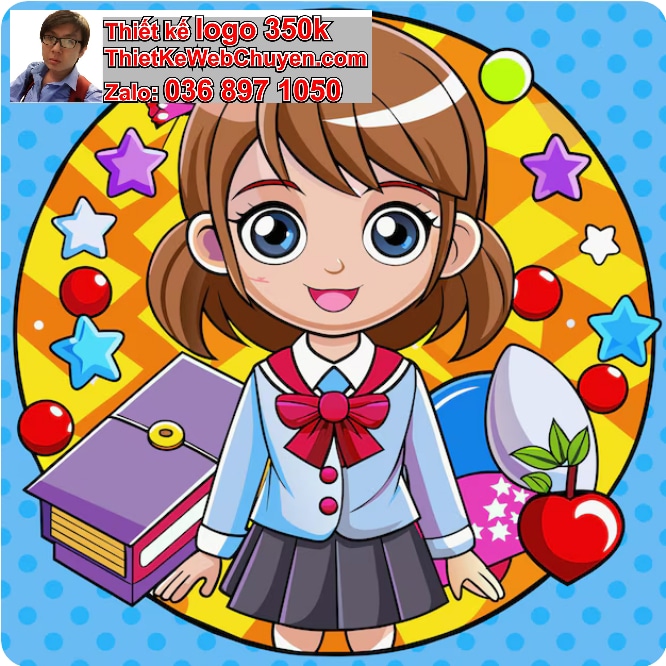 Bé gái chibi biểu cảm hạnh phúc