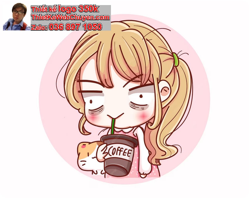 Bé Gái Chibi Uống Cà Phê