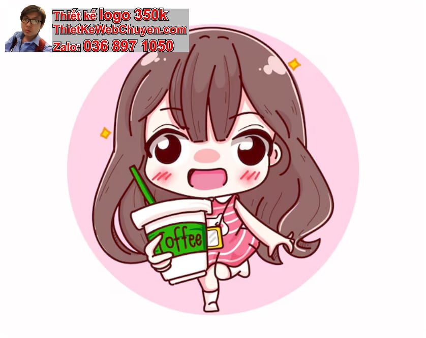 Bé Gái Chibi Uống Cà Phê