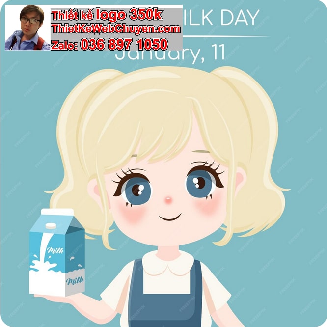 bé gái chibi uống sữa tươi