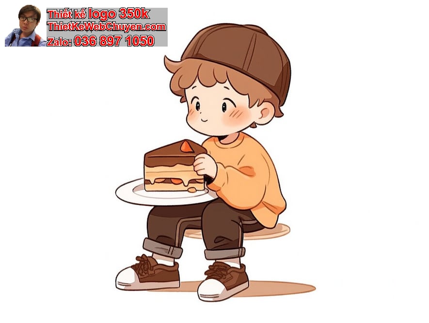 Bé Trai Chibi Ăn Bánh Ngọt