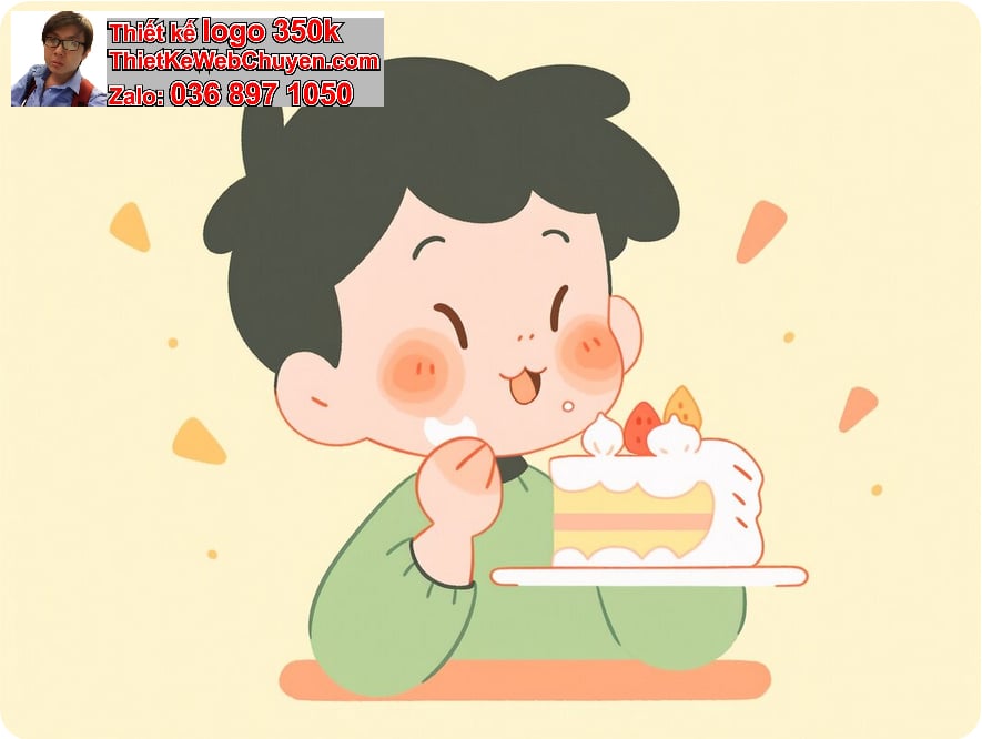 Bé Trai Chibi Ăn Bánh Ngọt