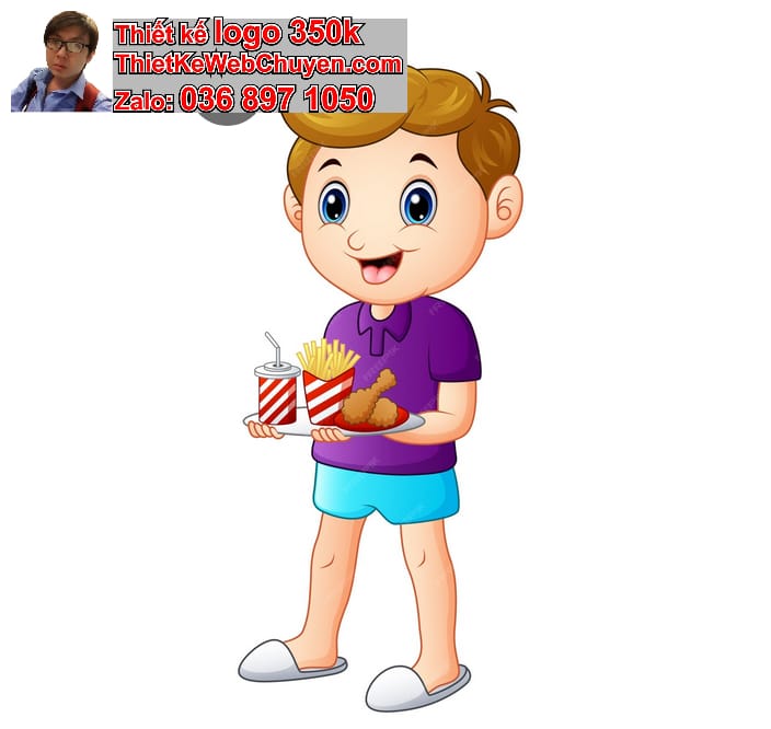 Bé trai chibi ăn khoai tây chiên