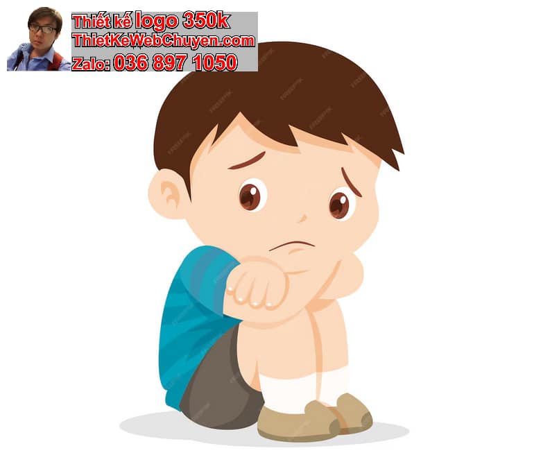 Bé trai chibi biểu cảm buồn nhẹ