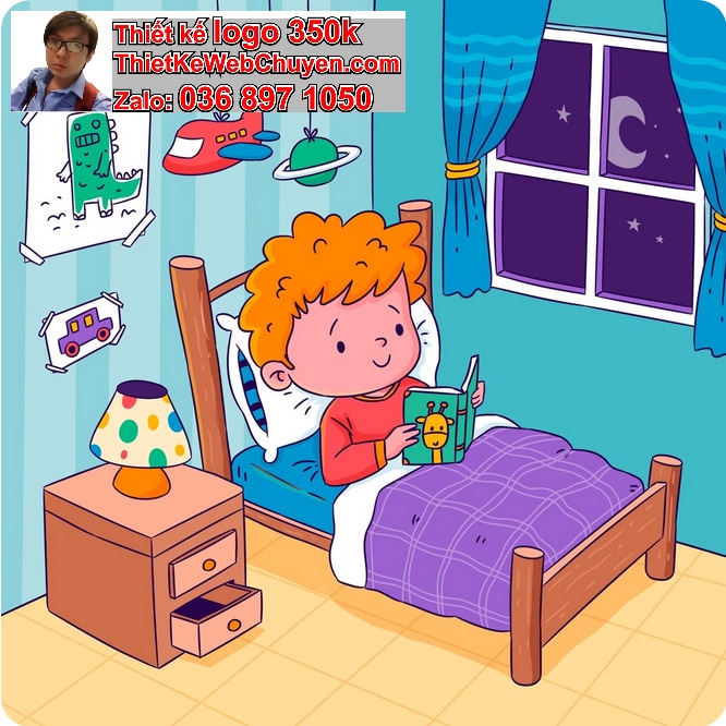 Bé Trai Chibi Ngồi Trên Giường