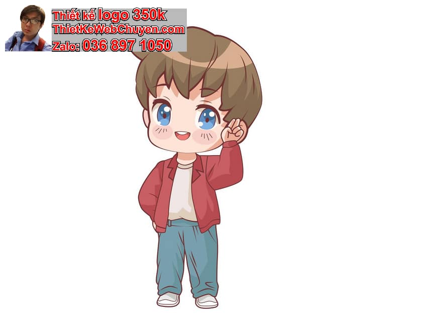 bé trai chibi nháy mắt 