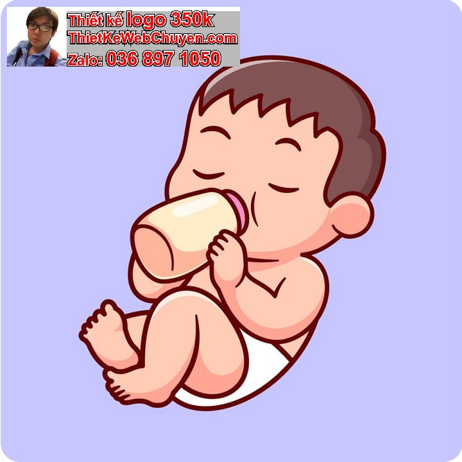 bé trai chibi uống sữa tươi