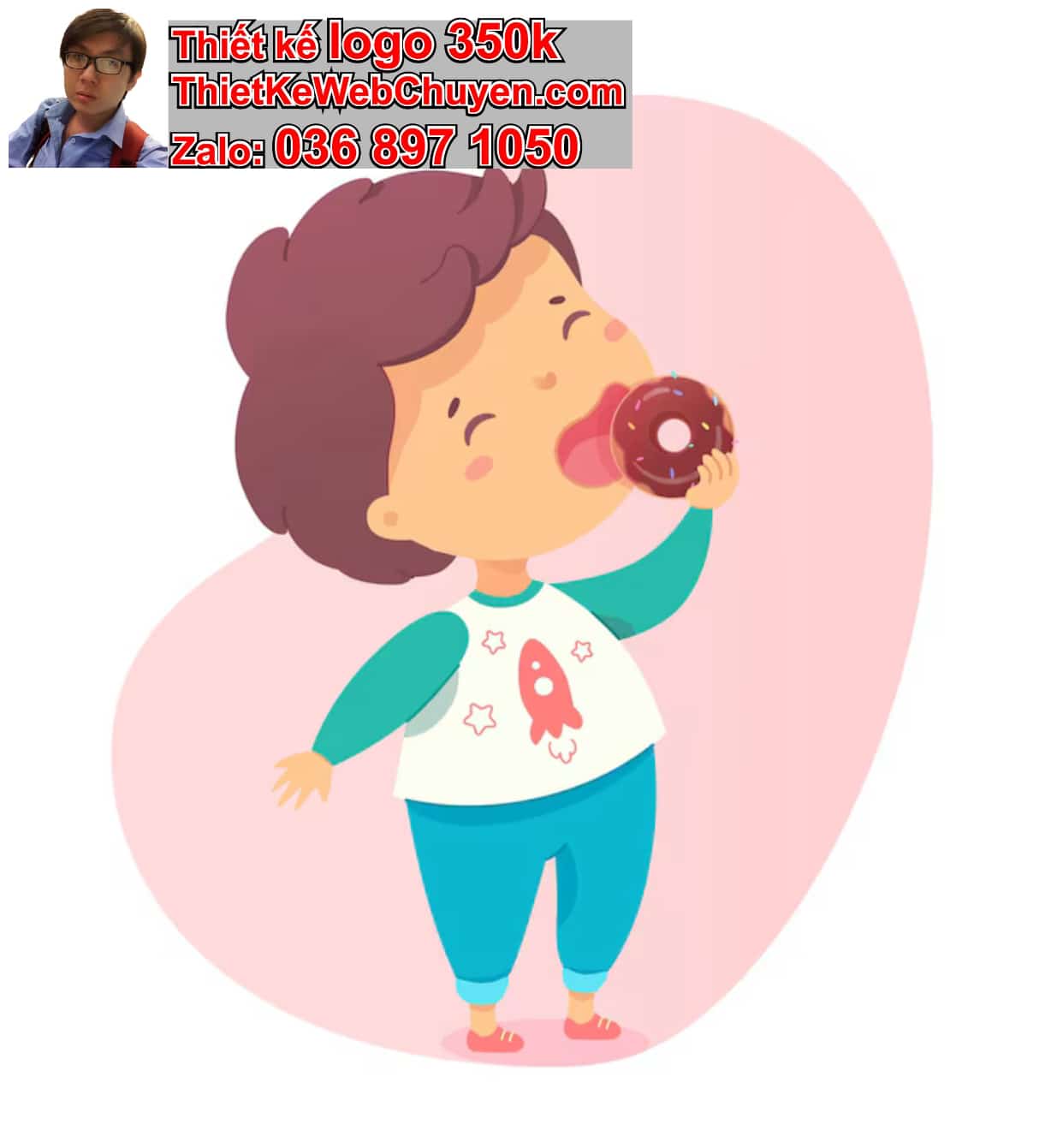 Chàng trai chibi ăn bánh donut