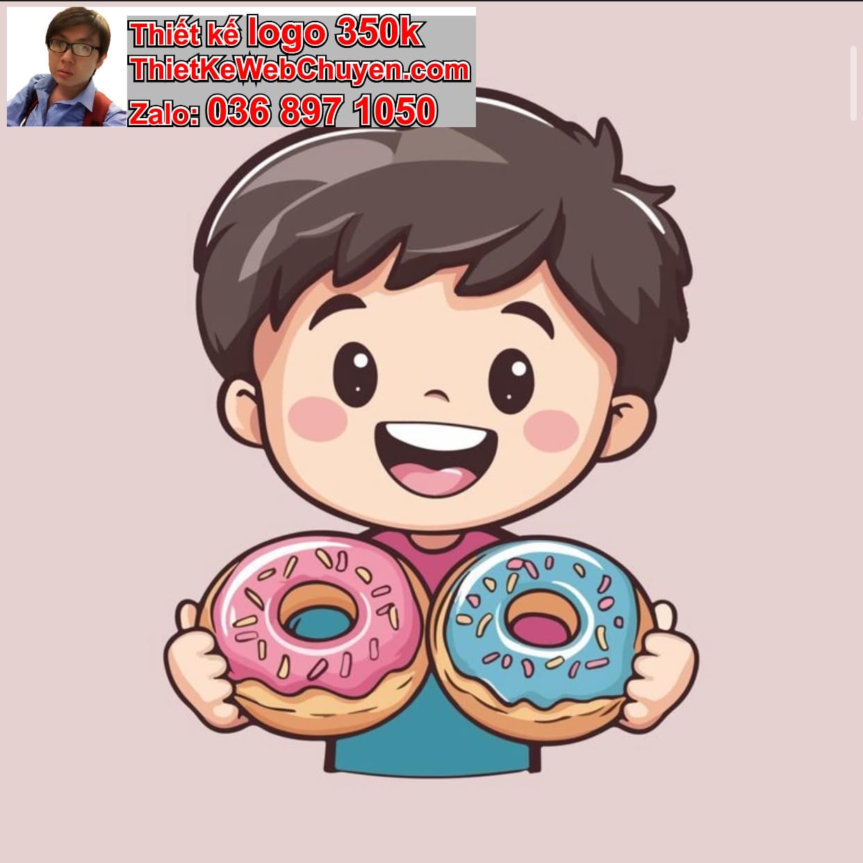Chàng trai chibi ăn bánh donut