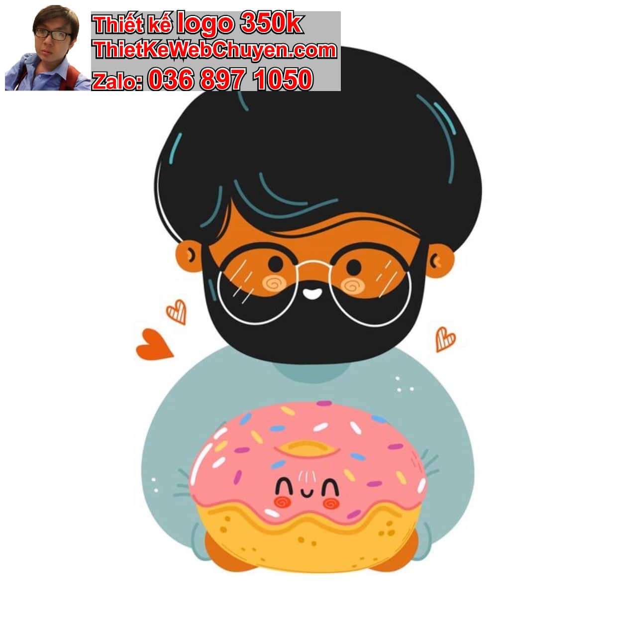 Chàng trai chibi ăn bánh donut