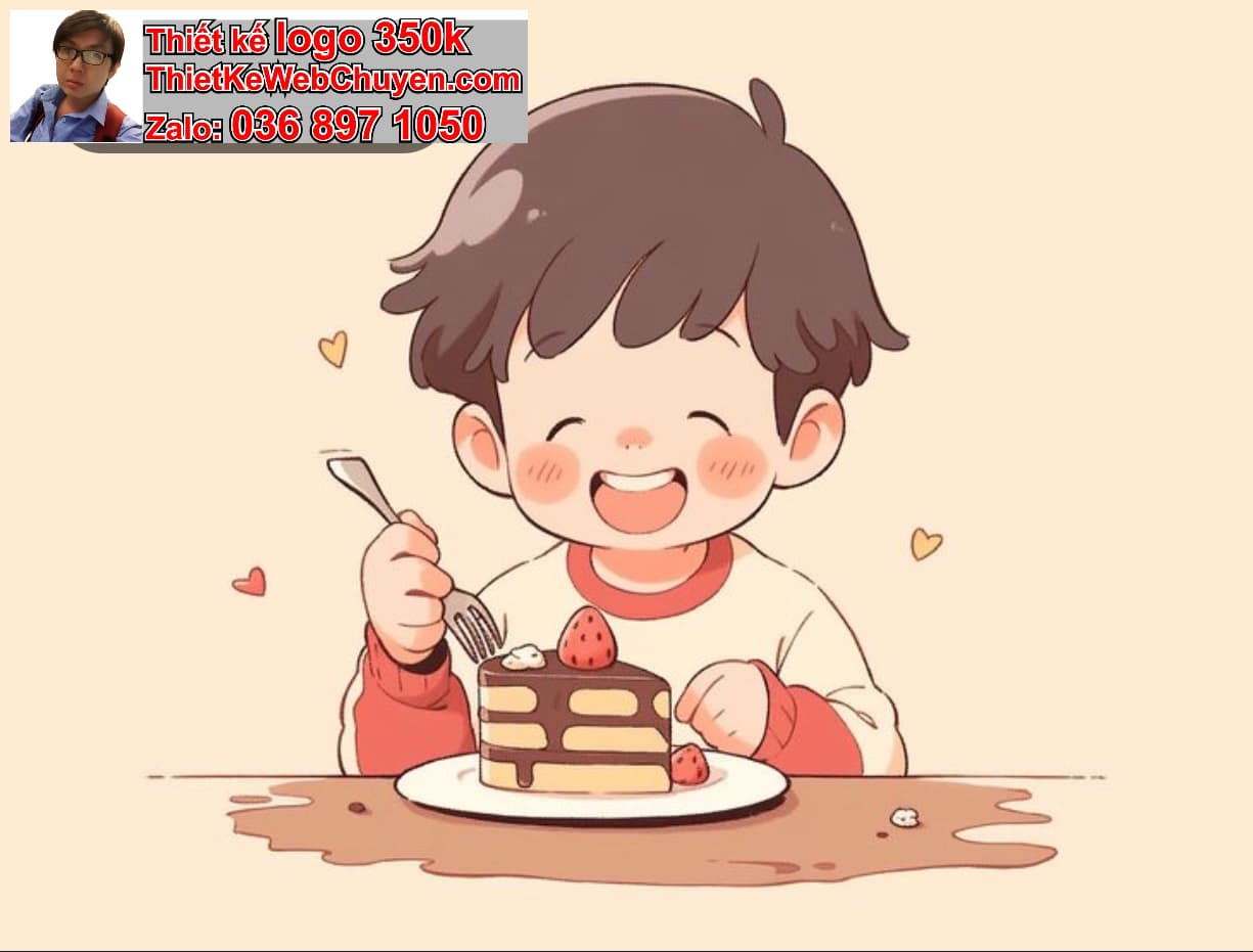 Chàng trai chibi ăn bánh ngọt