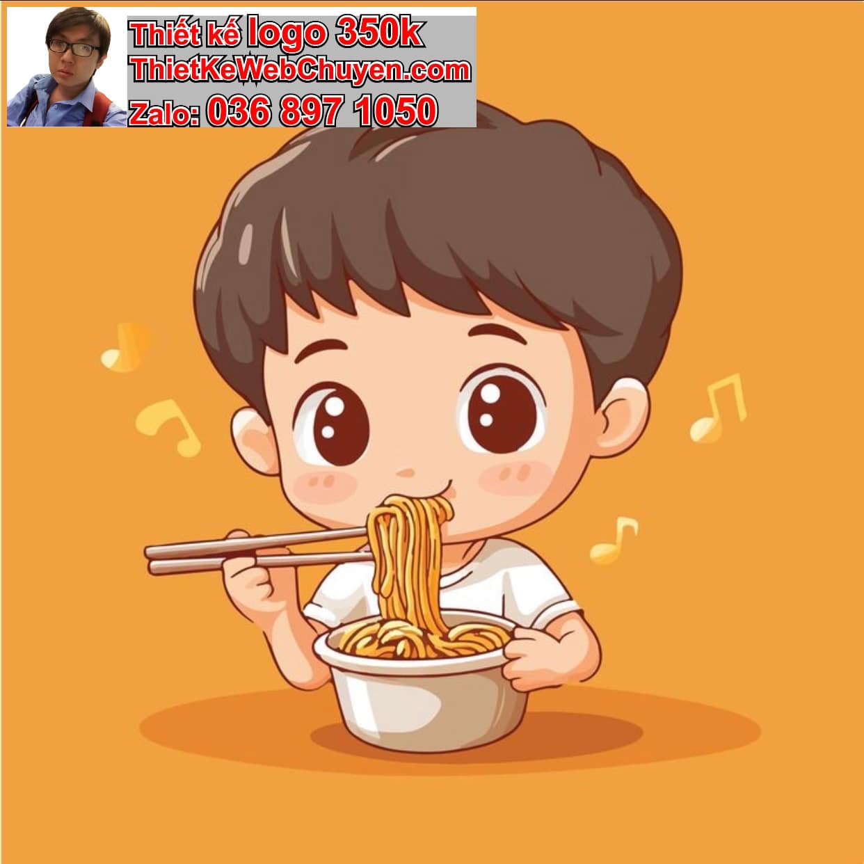 Chàng trai chibi ăn bún