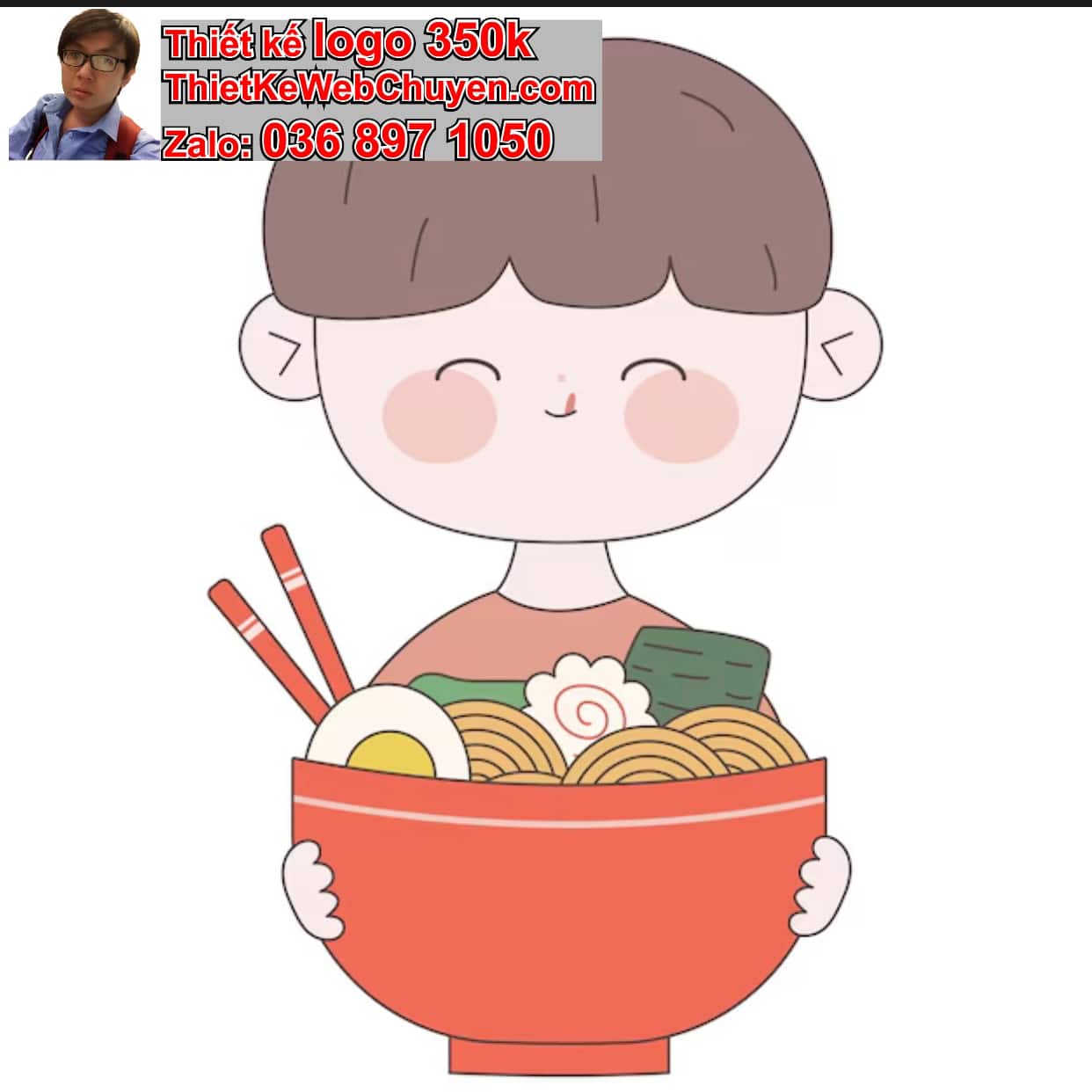 Chàng trai chibi ăn bún