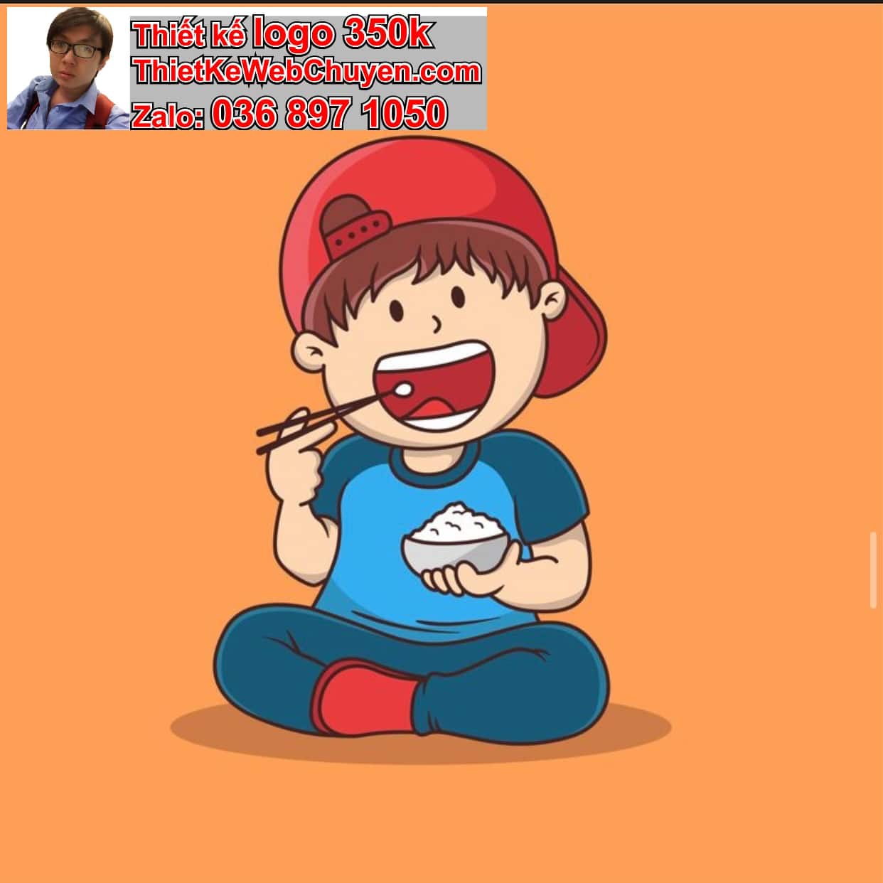 Chàng trai chibi ăn cơm