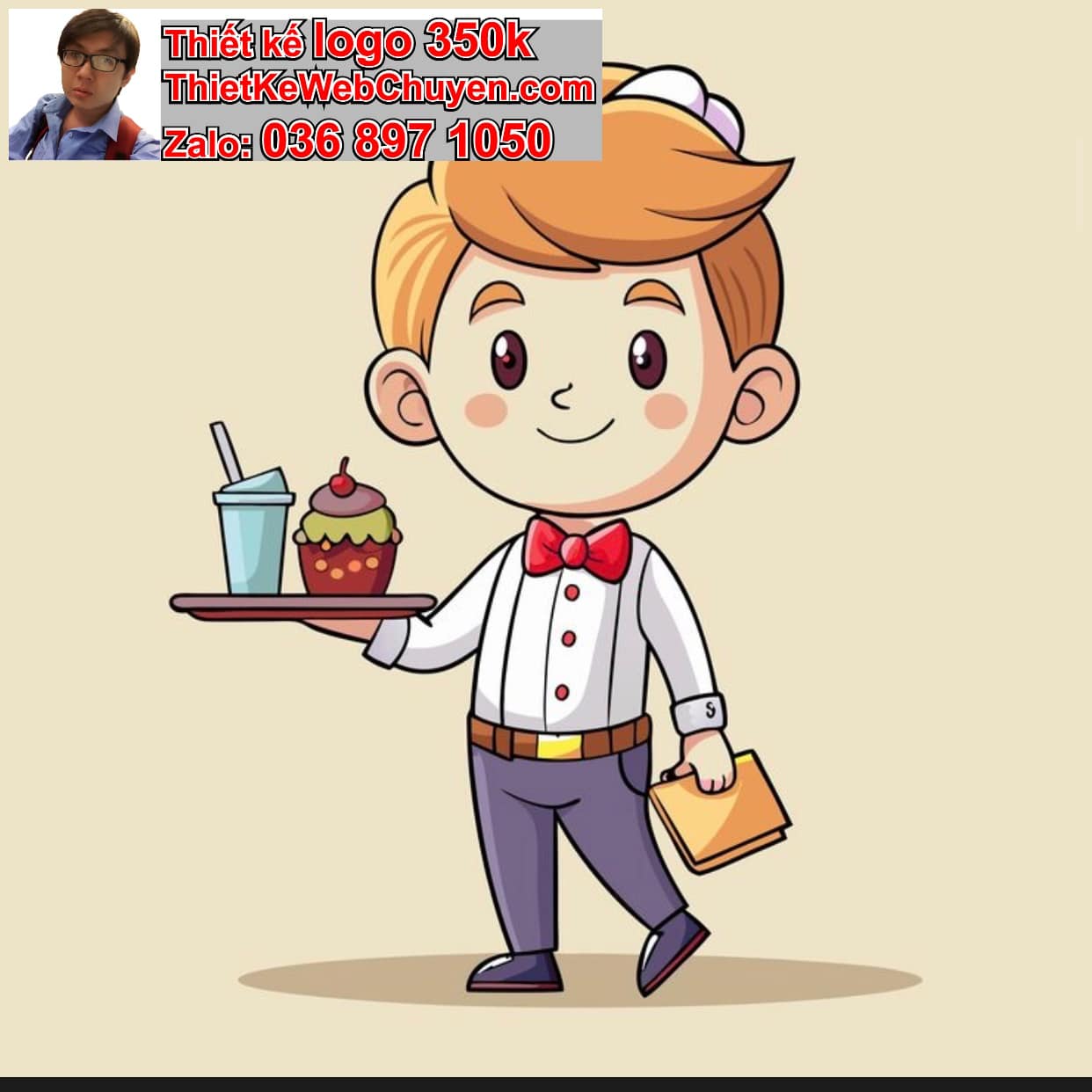 Chàng trai chibi ăn cupcake