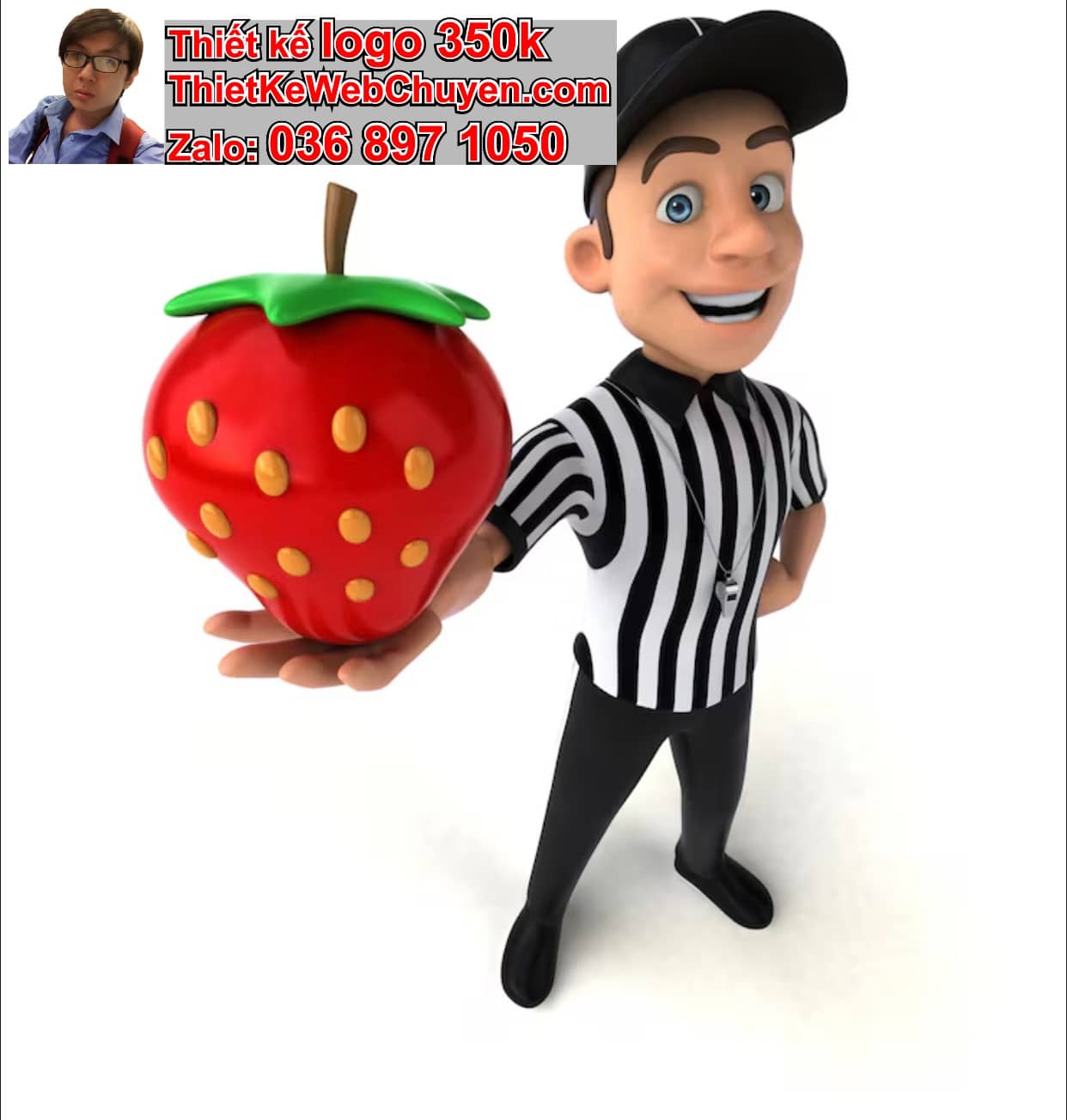 Chàng trai chibi ăn dâu tây