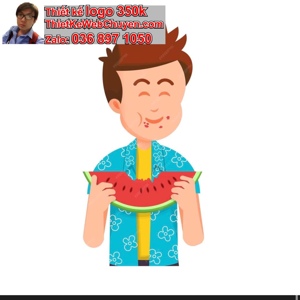 Chàng trai chibi ăn dưa hấu 