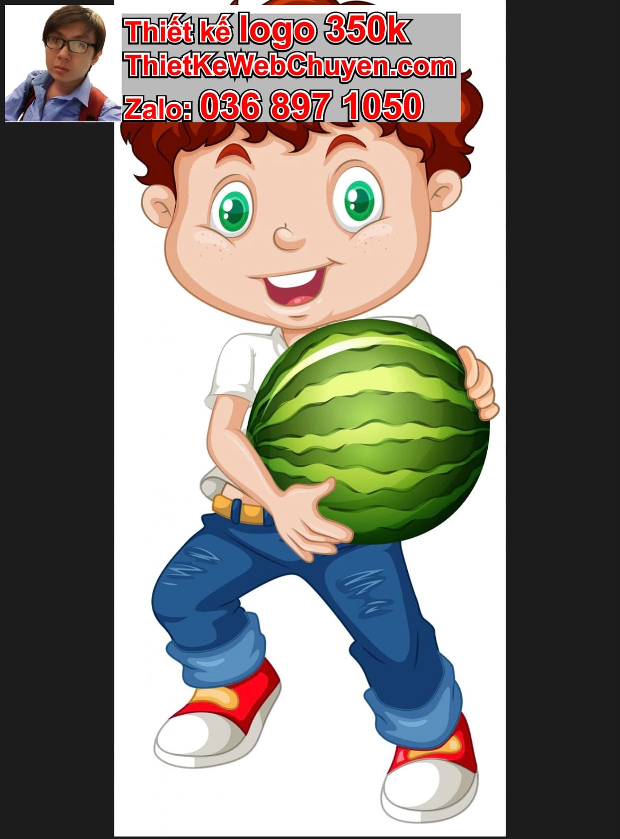 Chàng trai chibi ăn dưa hấu 