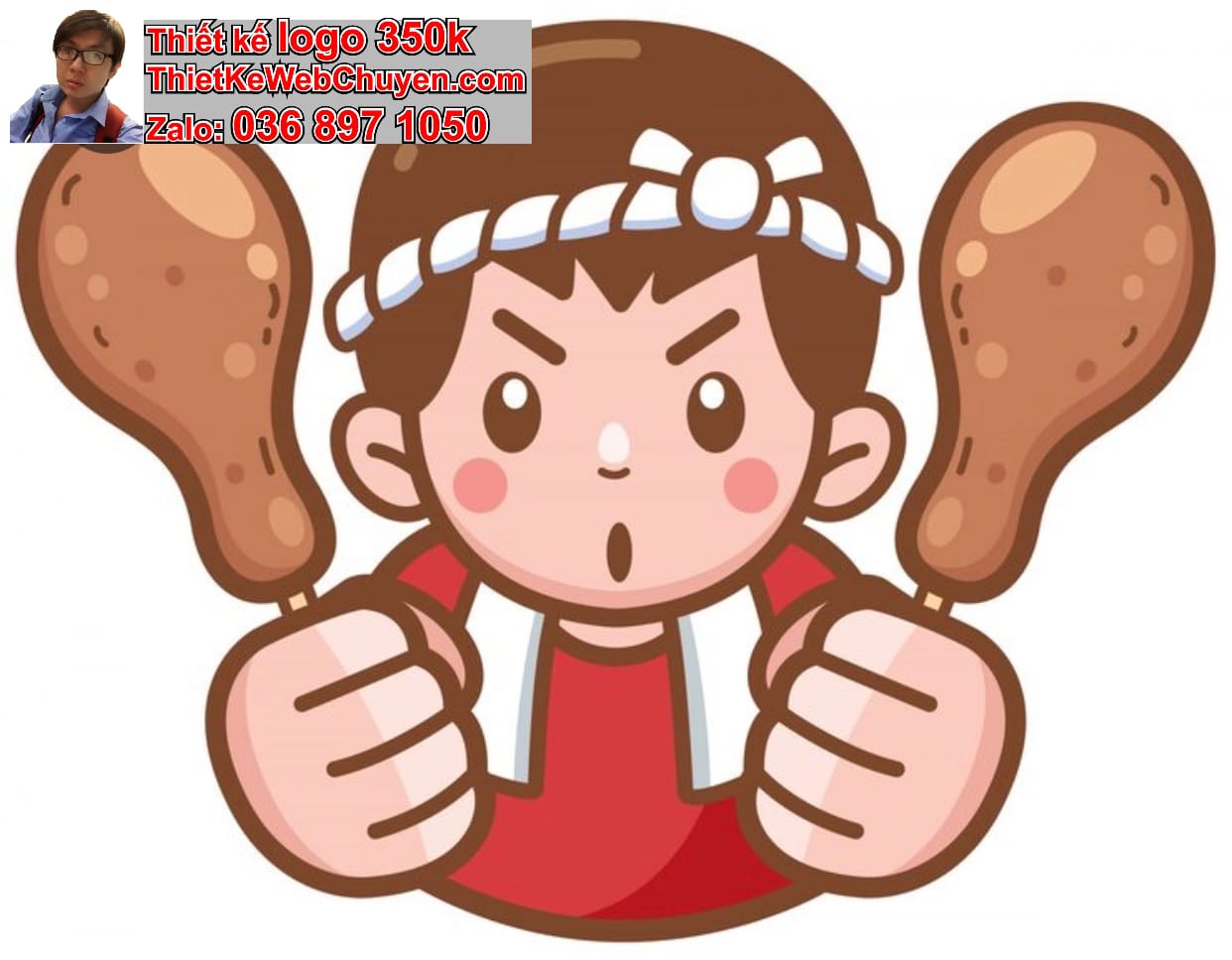 Chàng trai chibi ăn gà rán