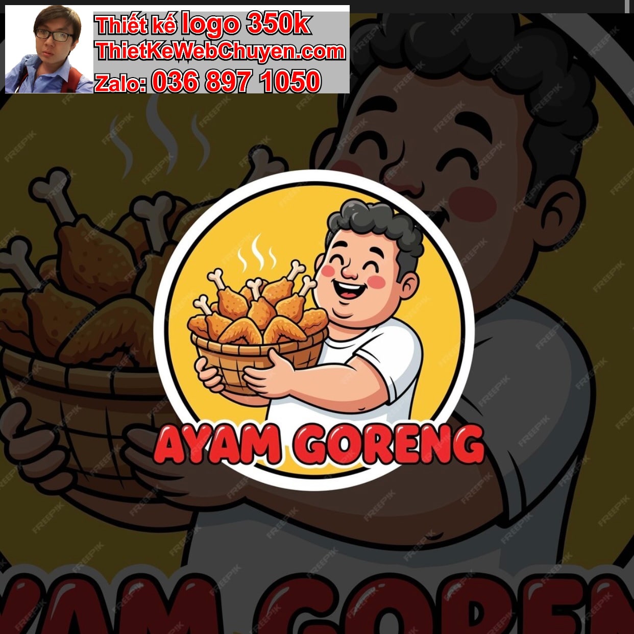 Chàng trai chibi ăn gà rán