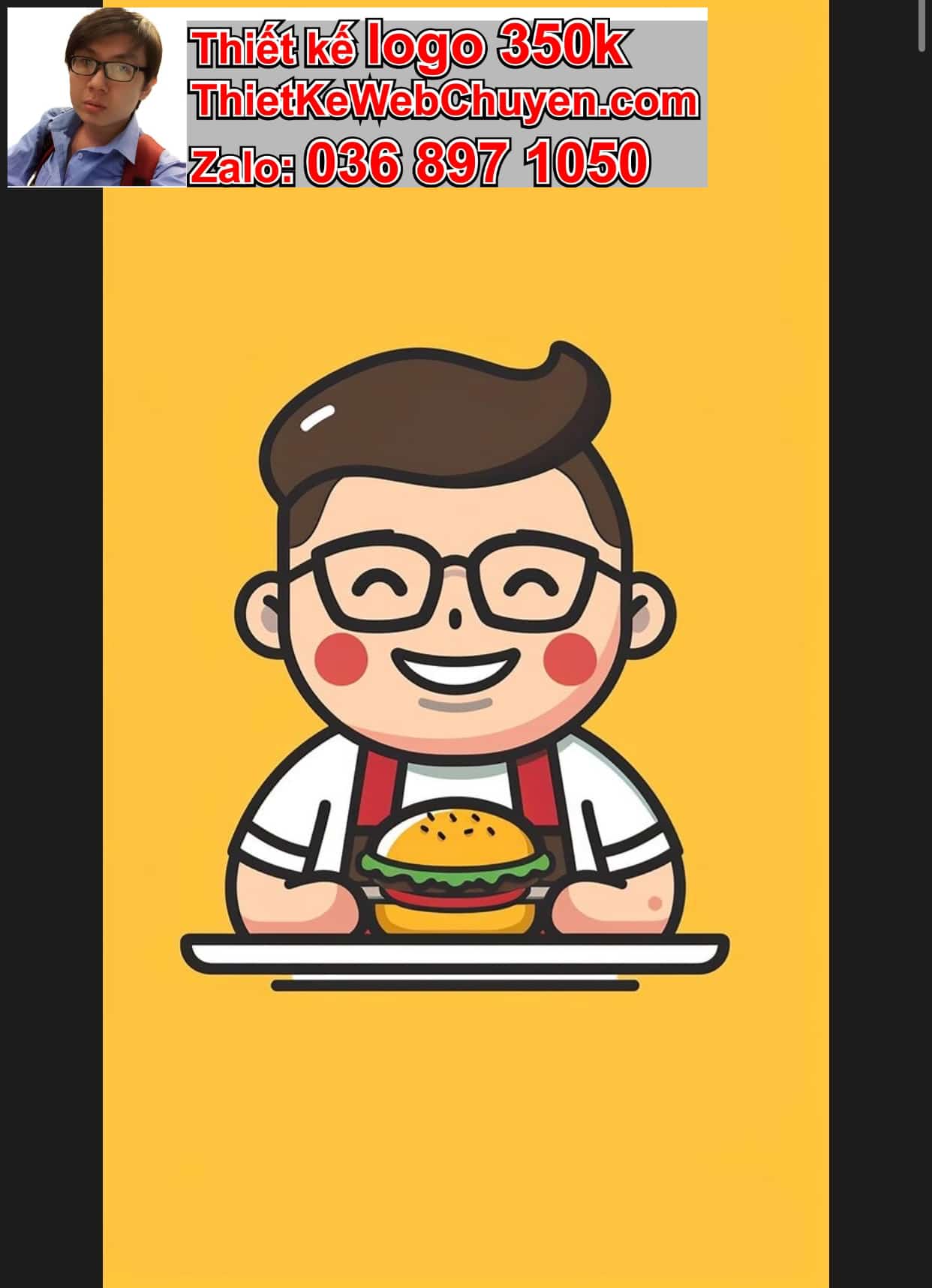 Chàng trai chibi ăn hamburger