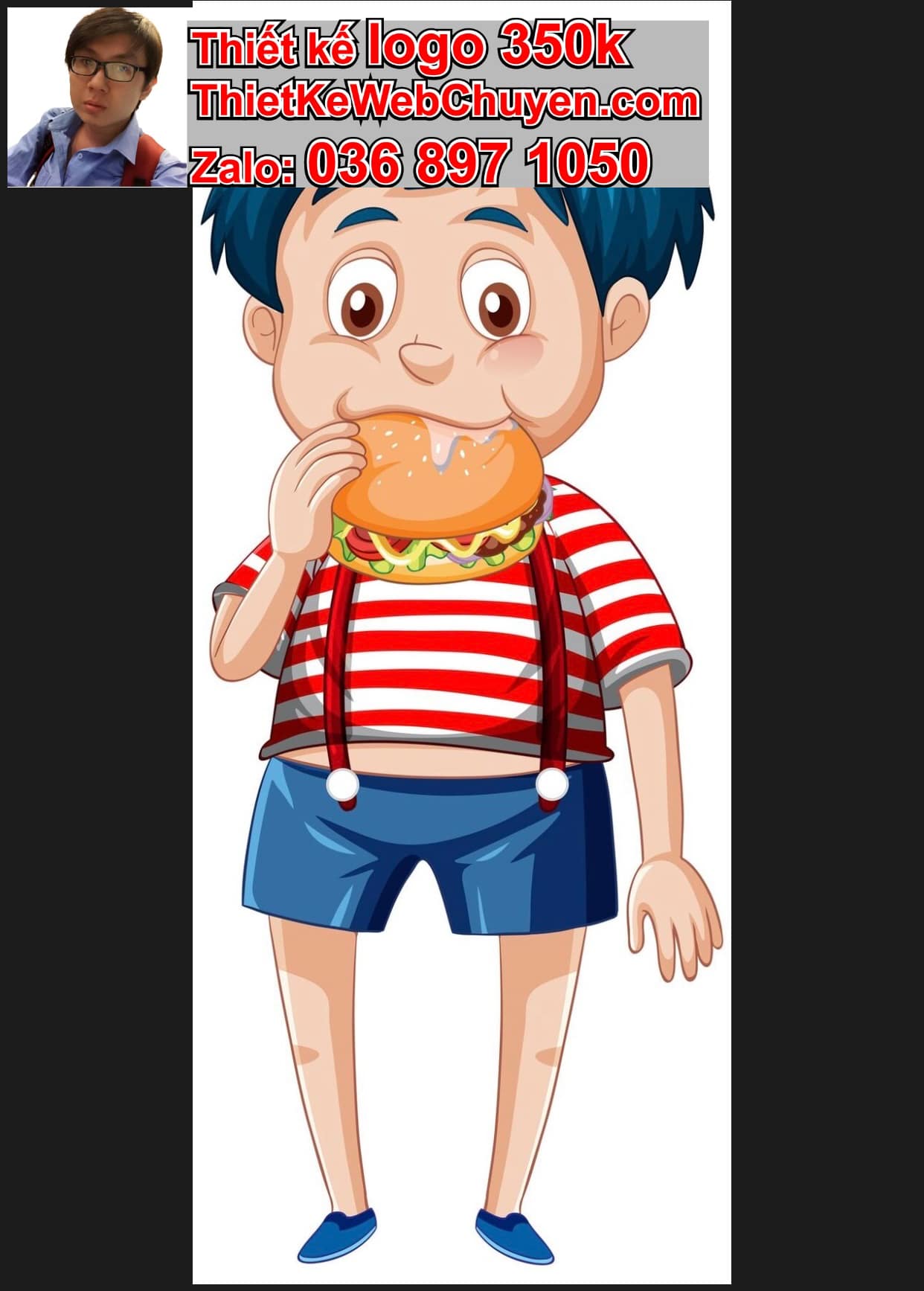 Chàng trai chibi ăn hamburger