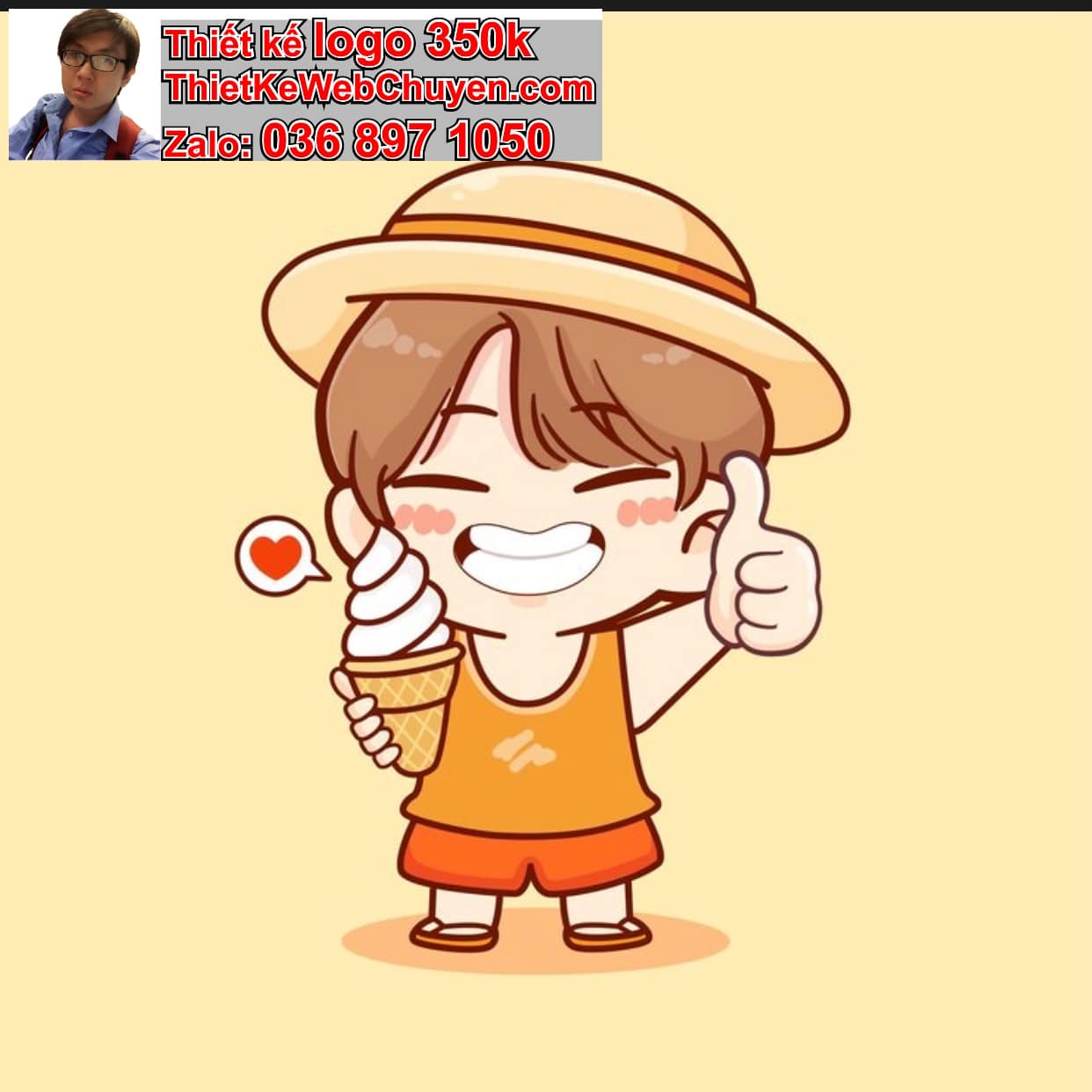 Chàng trai chibi ăn kem