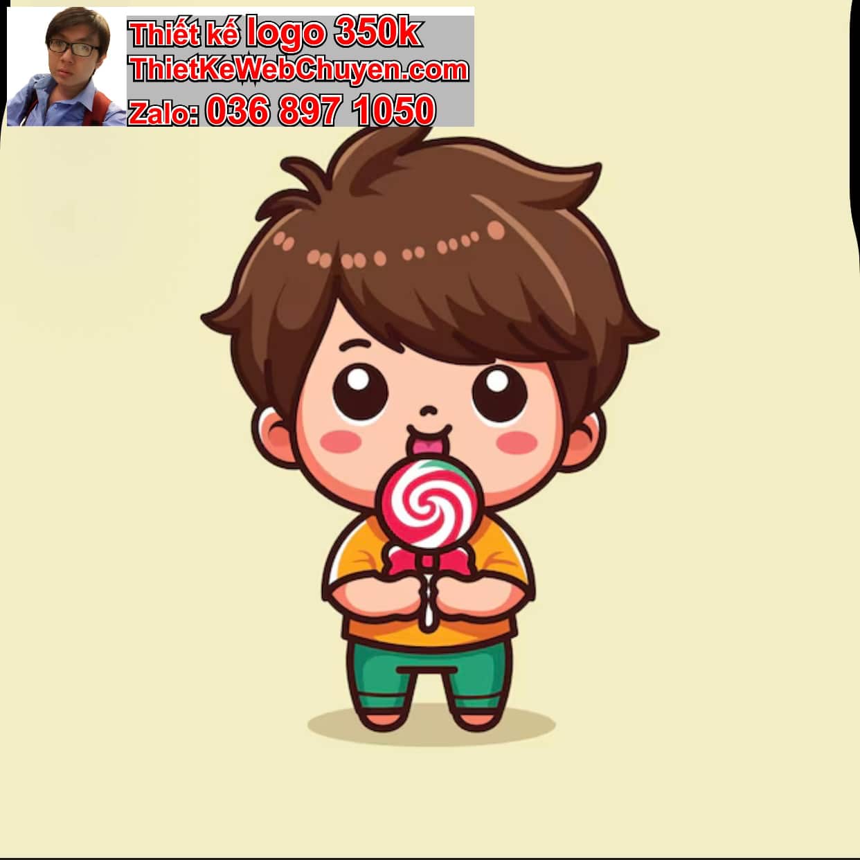 Chàng trai chibi ăn kẹo