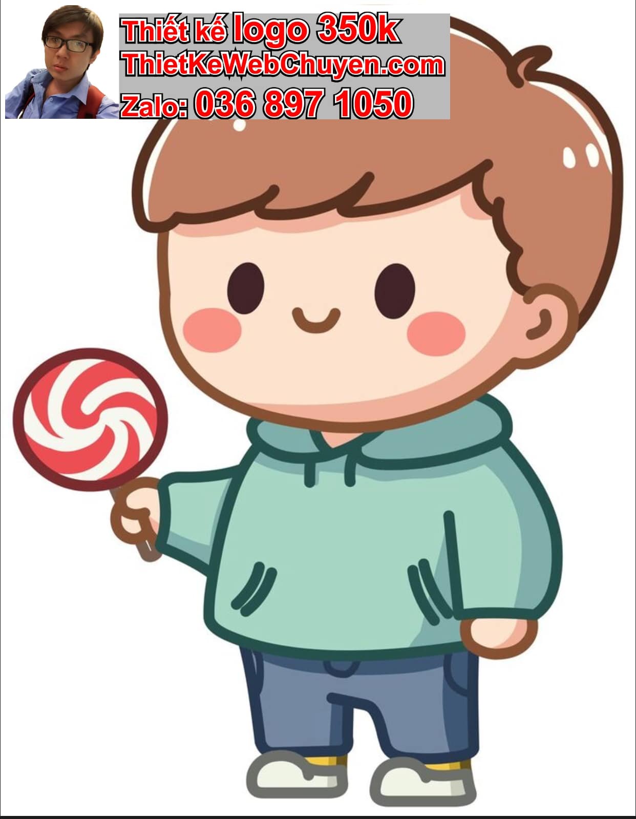 Chàng trai chibi ăn kẹo