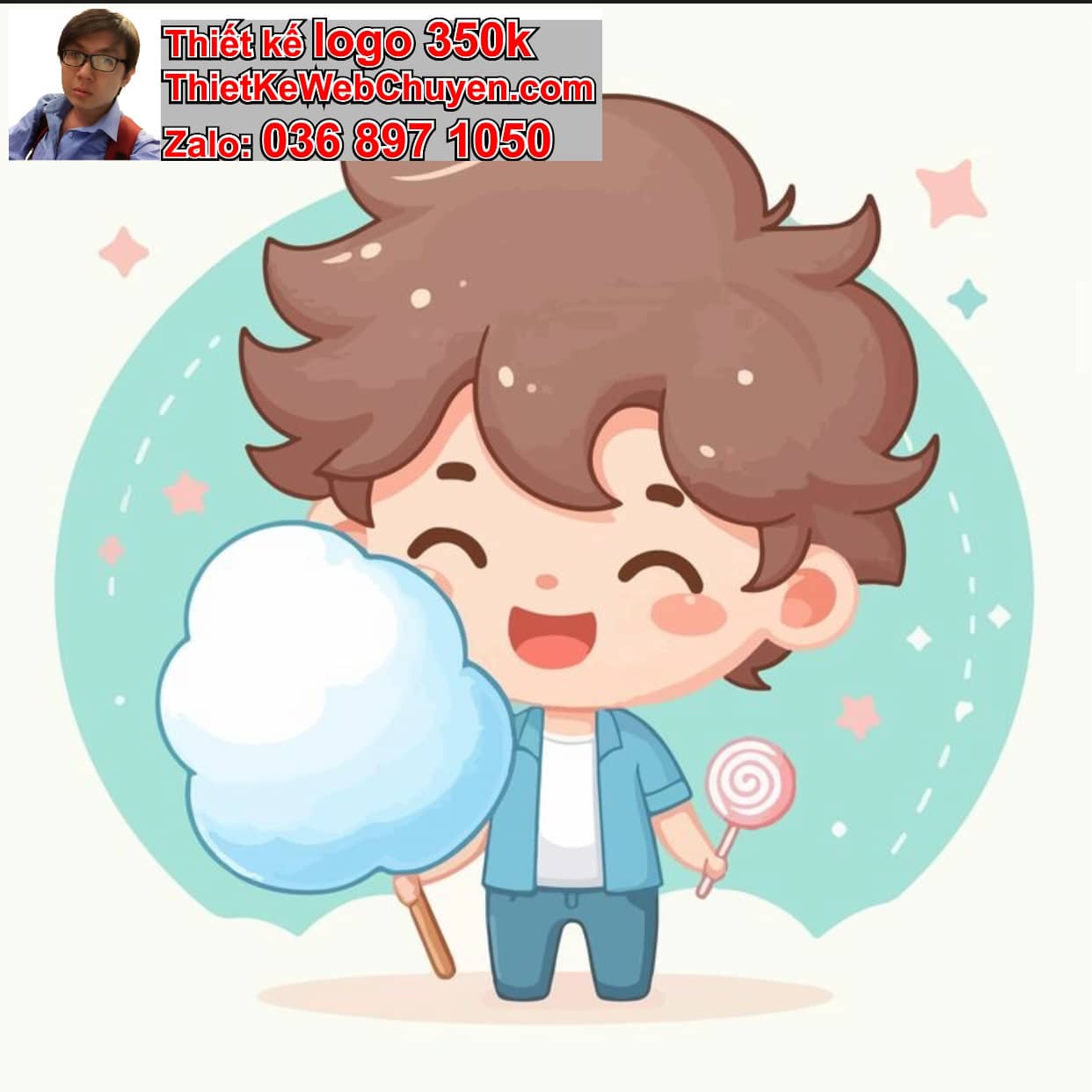 Chàng trai chibi ăn kẹo