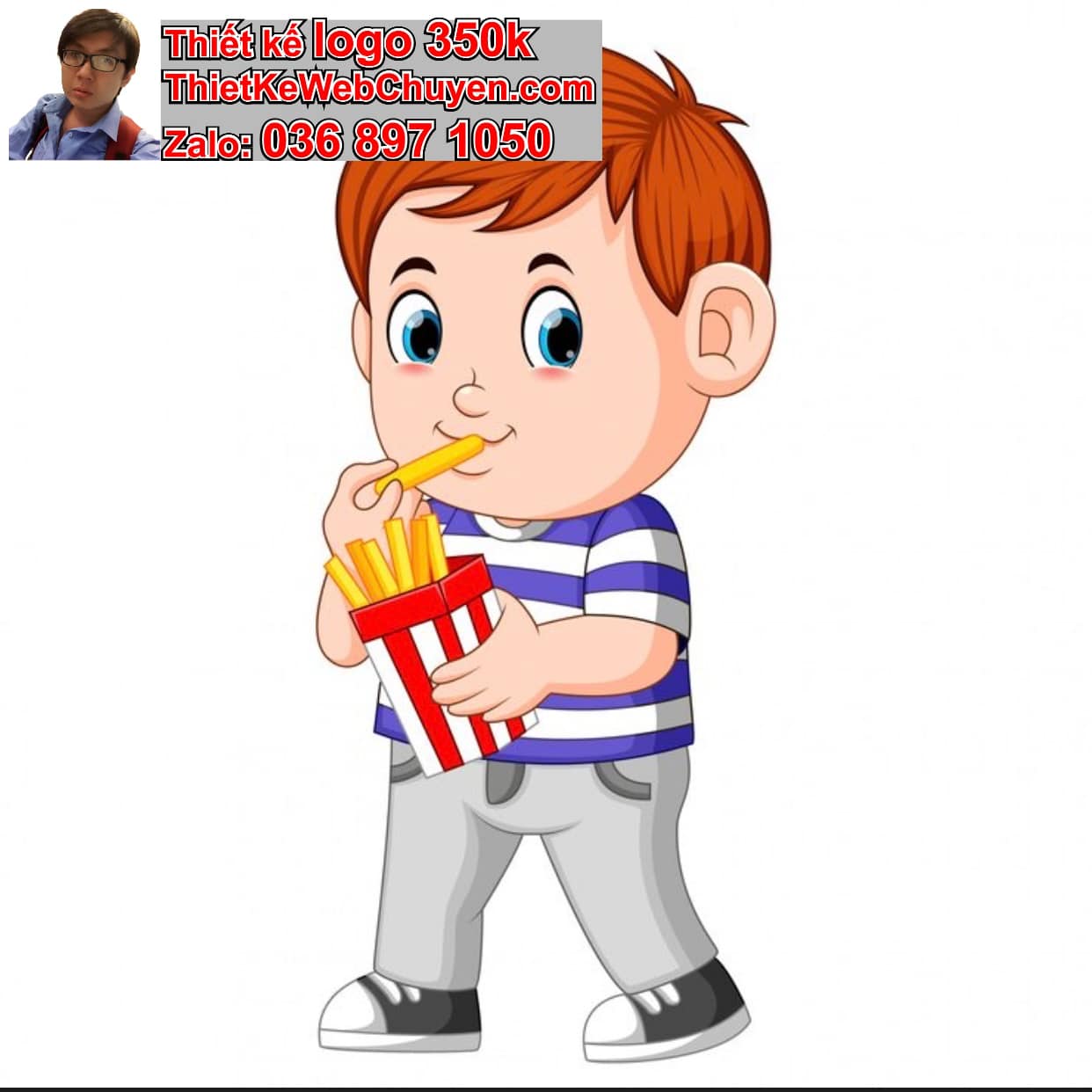 Chàng trai chibi ăn khoai tây chiên