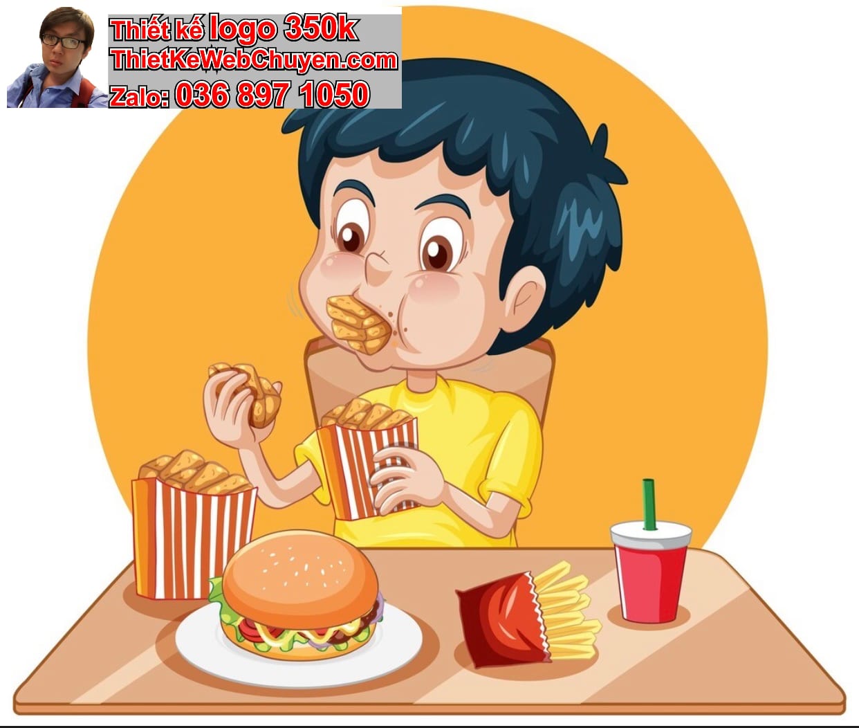 Chàng trai chibi ăn khoai tây chiên