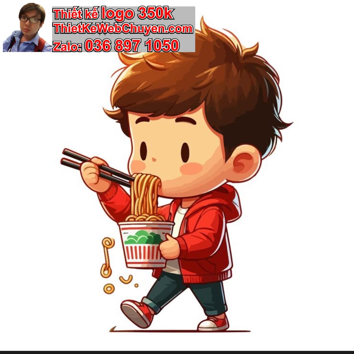 Chàng trai chibi ăn mì