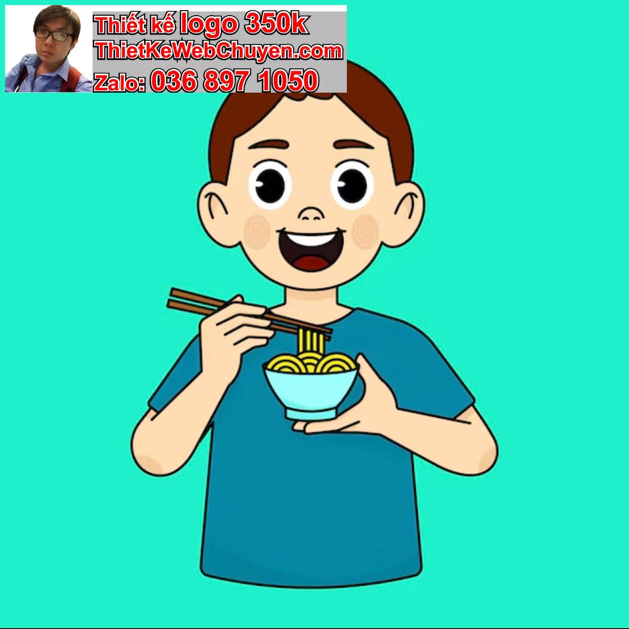 Chàng trai chibi ăn mì